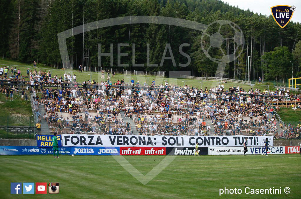 Hellas Verona, ritiro Folgaria 2025, servizio navetta gratuito per i tifosi gialloblù