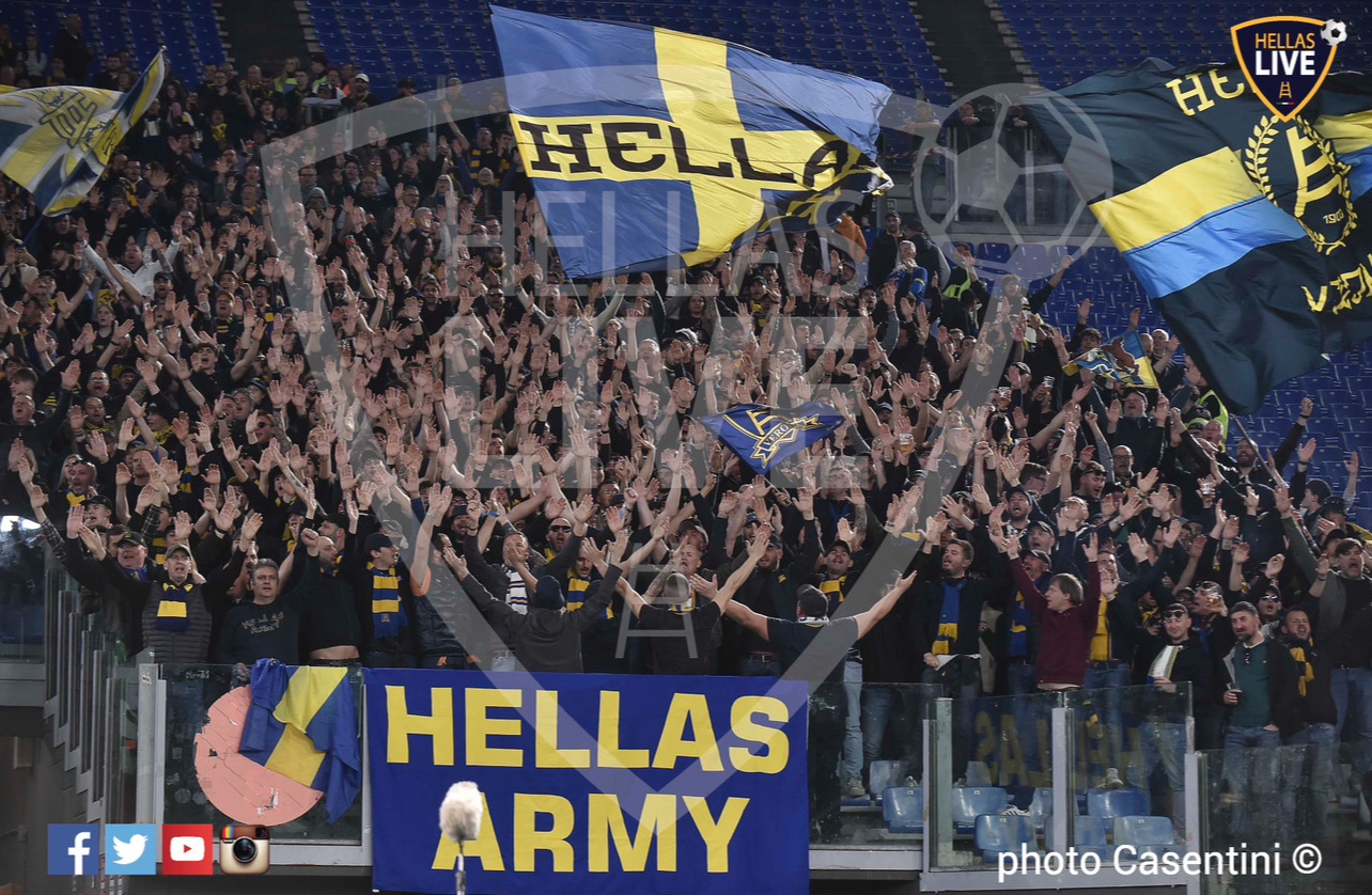 Roma-Hellas Verona, domani 405 tifosi gialloblù allo stadio Olimpico