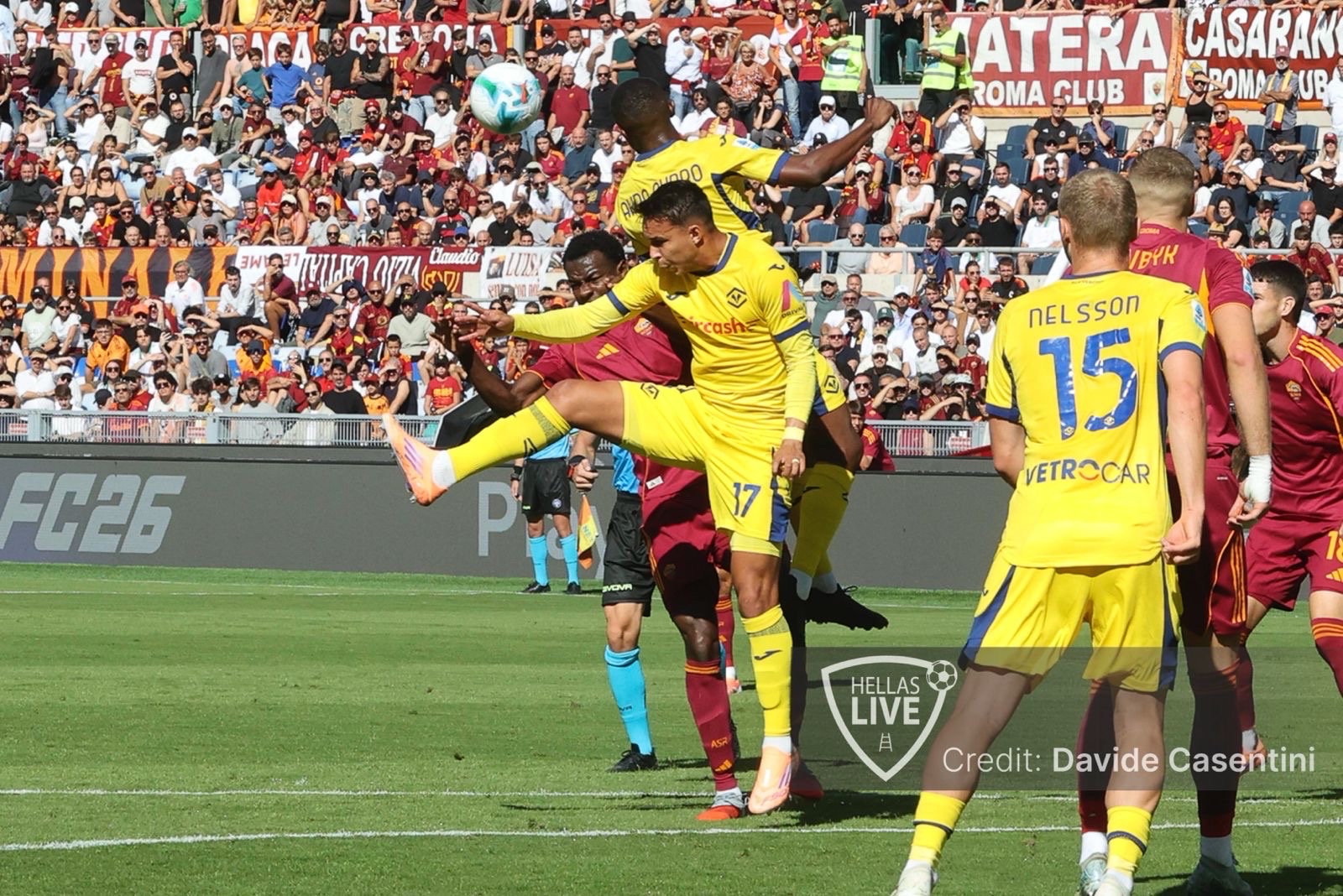 Fine primo tempo, Roma-Hellas Verona 1-0