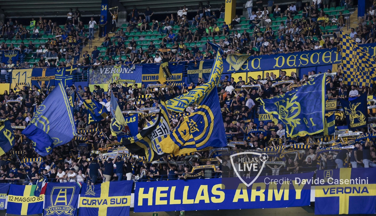 Hellas Verona-Sassuolo verso quota 21.000. Settore Ospiti chiuso a 281
