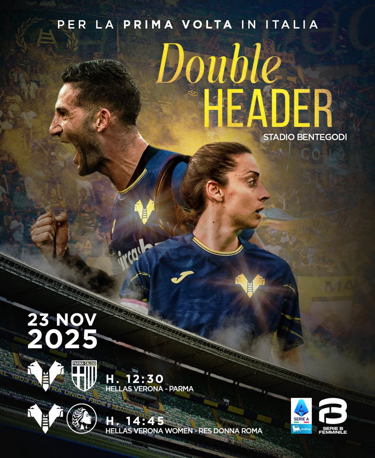 Uno stadio, due sfide. Domenica 23 Novembre al Bentegodi in campo Hellas Verona e Hellas Verona Women