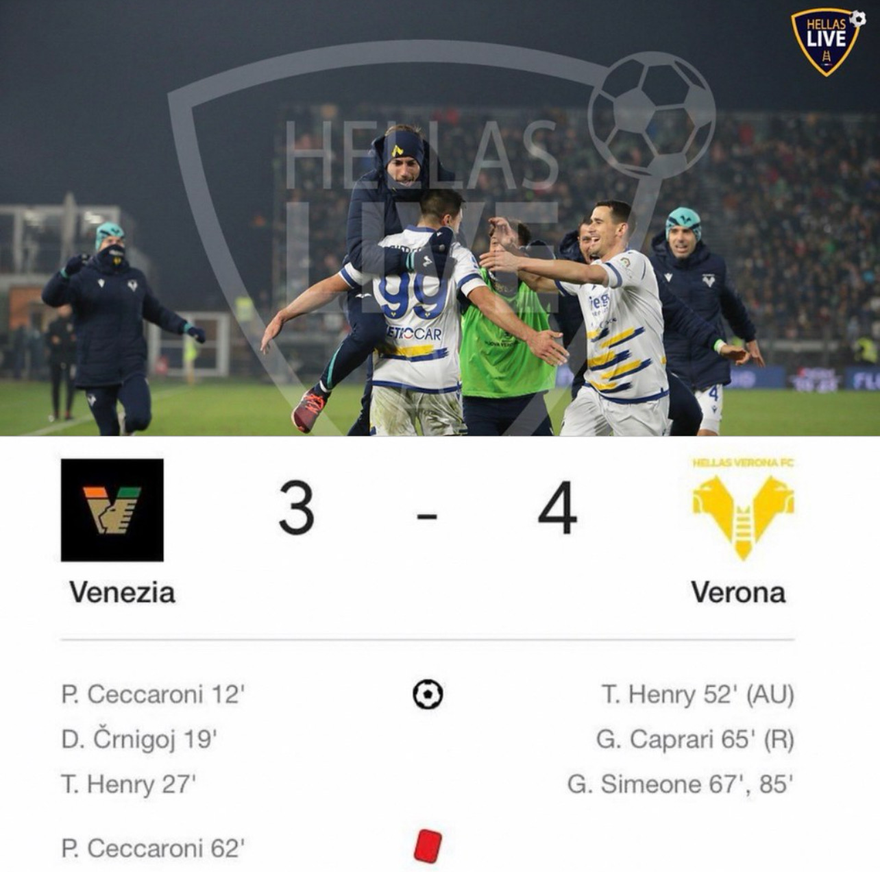 5 dicembre 2021, l'impresa dell'Hellas Verona di Tudor allo stadio Penzo di Venezia