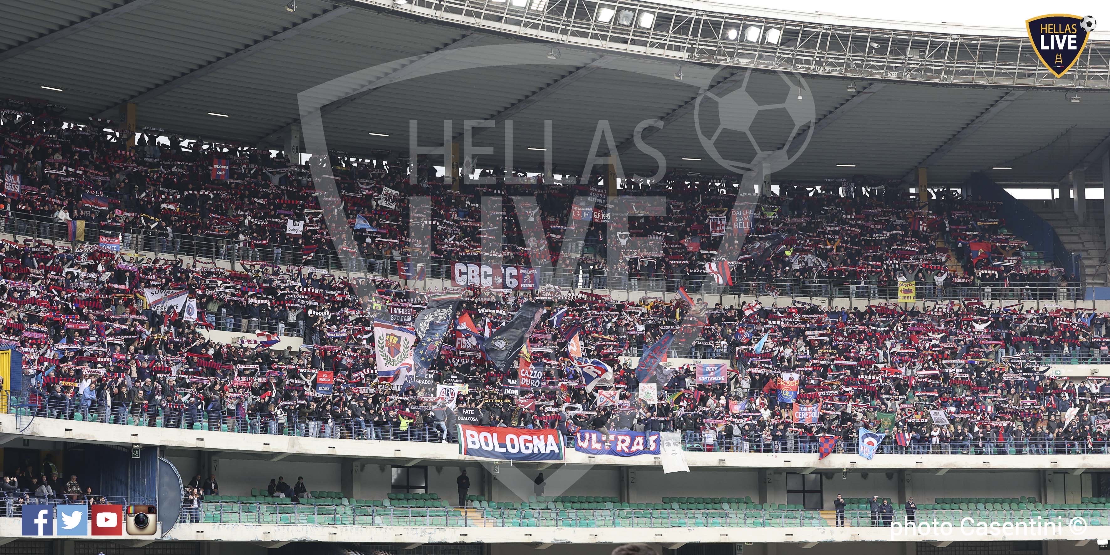 Hellas Verona-Bologna, divieto di vendita dei biglietti ai residenti nella provincia di Bologna