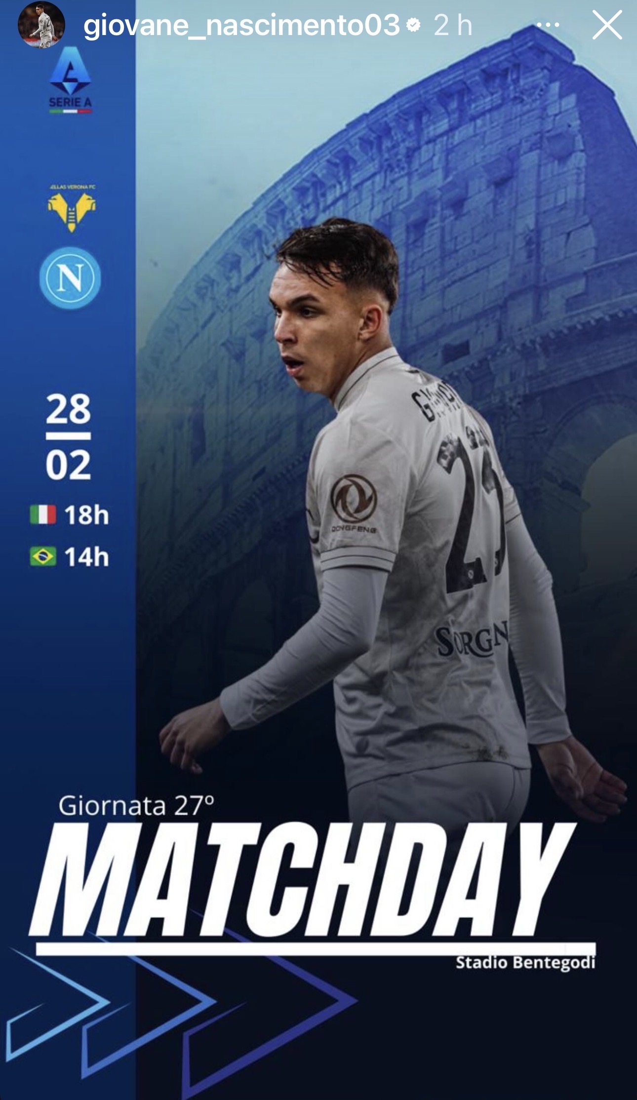 Hellas Verona-Napoli, dall’Arena al Colosseo. Il ritorno di Giovane al Bentegodi