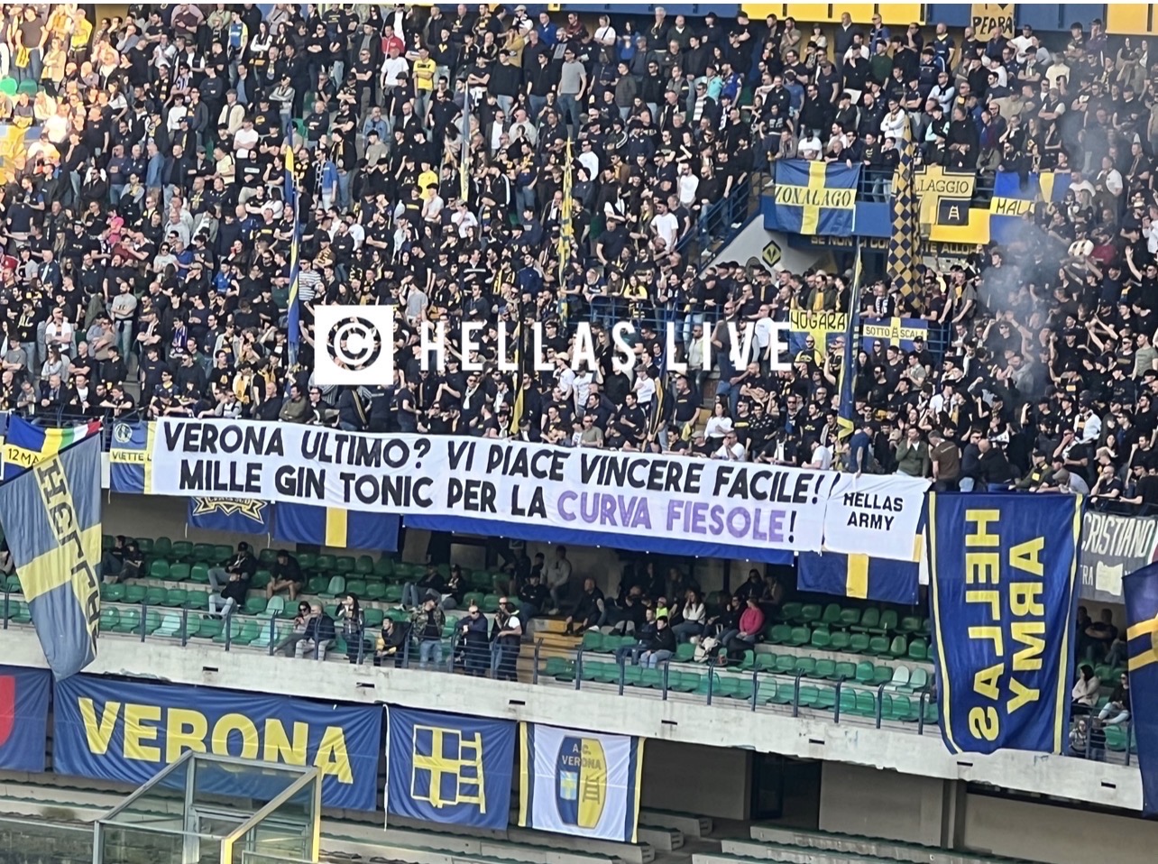 Verona ultimo? Vi piace vincere facile! Mille gin tonic per la Curva Fiesole! Hellas Army