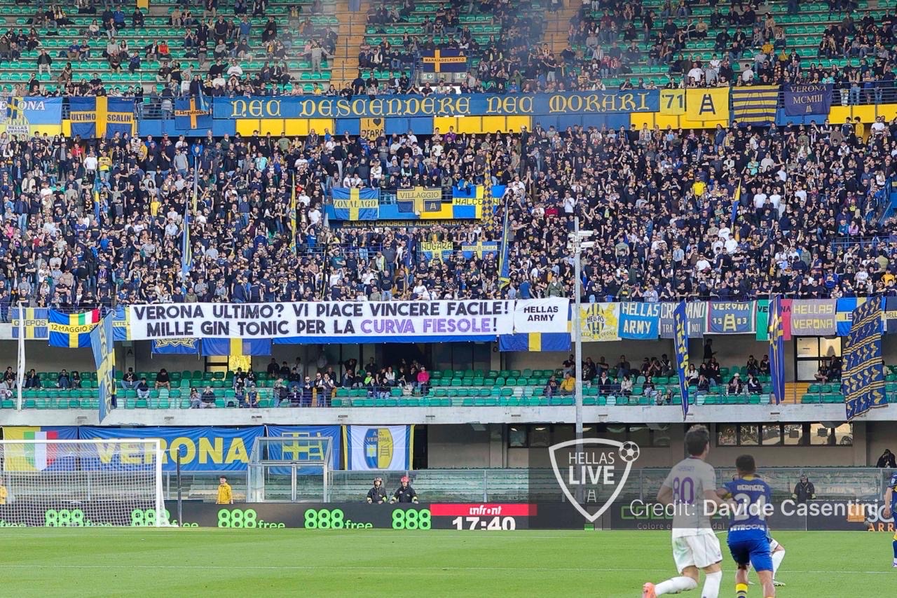 Verona ultimo? Vi piace vincere facile! Mille gin tonic per la Curva Fiesole! Hellas Army
