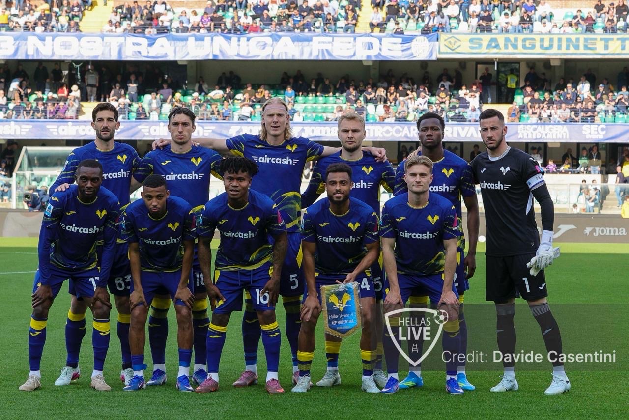Fine primo tempo, Hellas Verona-Fiorentina 0-0