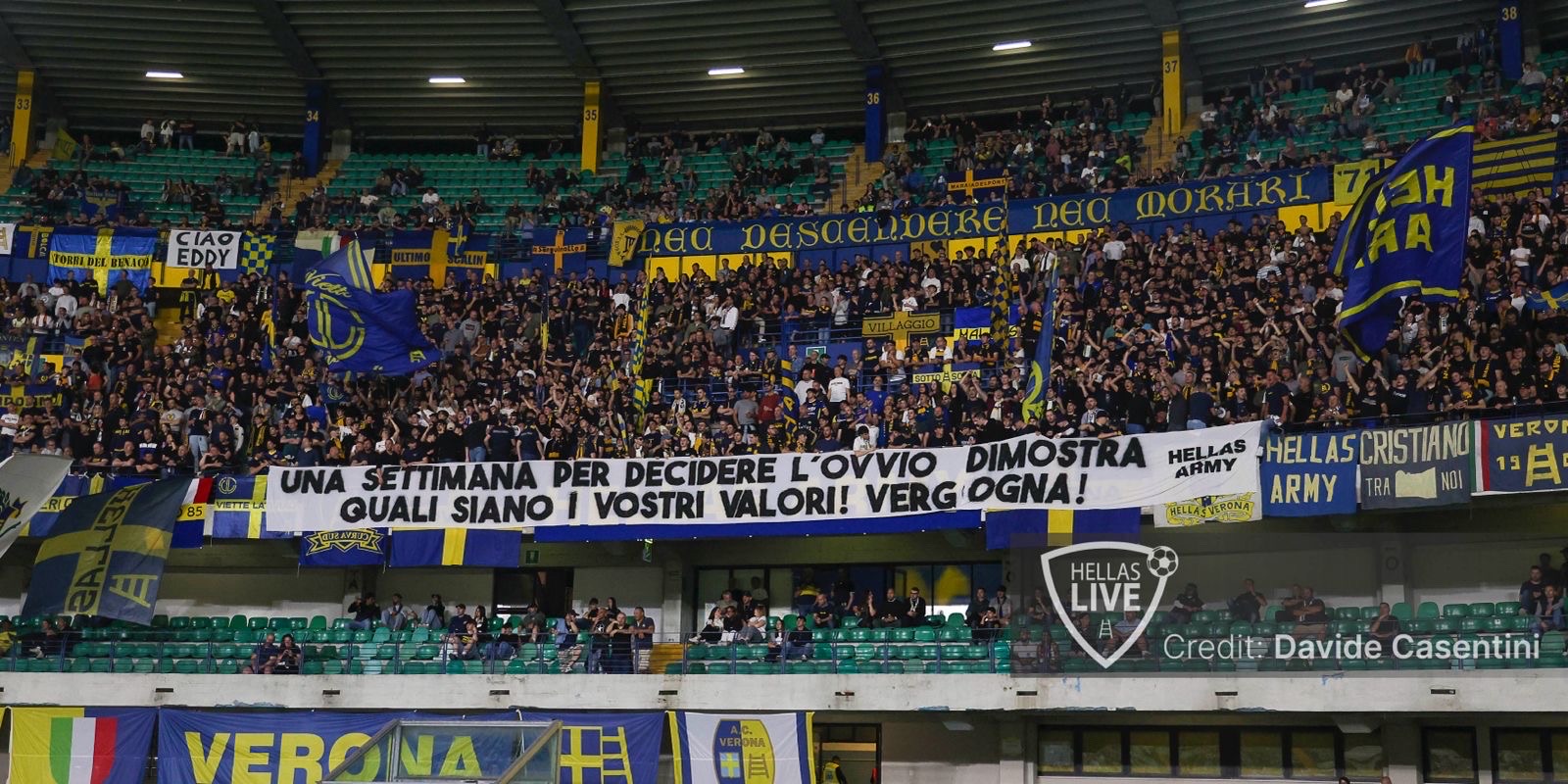 Una settimana per decidere l’ovvio dimostra quali siano i vostri valori! Vergogna! Hellas Army