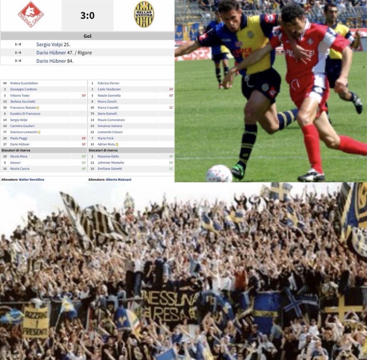 5 Maggio 2002, Piacenza-Hellas Verona 3-0. I gialloblù retrocedono in Serie B