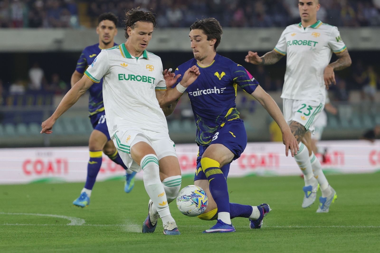 Fine primo tempo, Hellas Verona-Roma 0-0