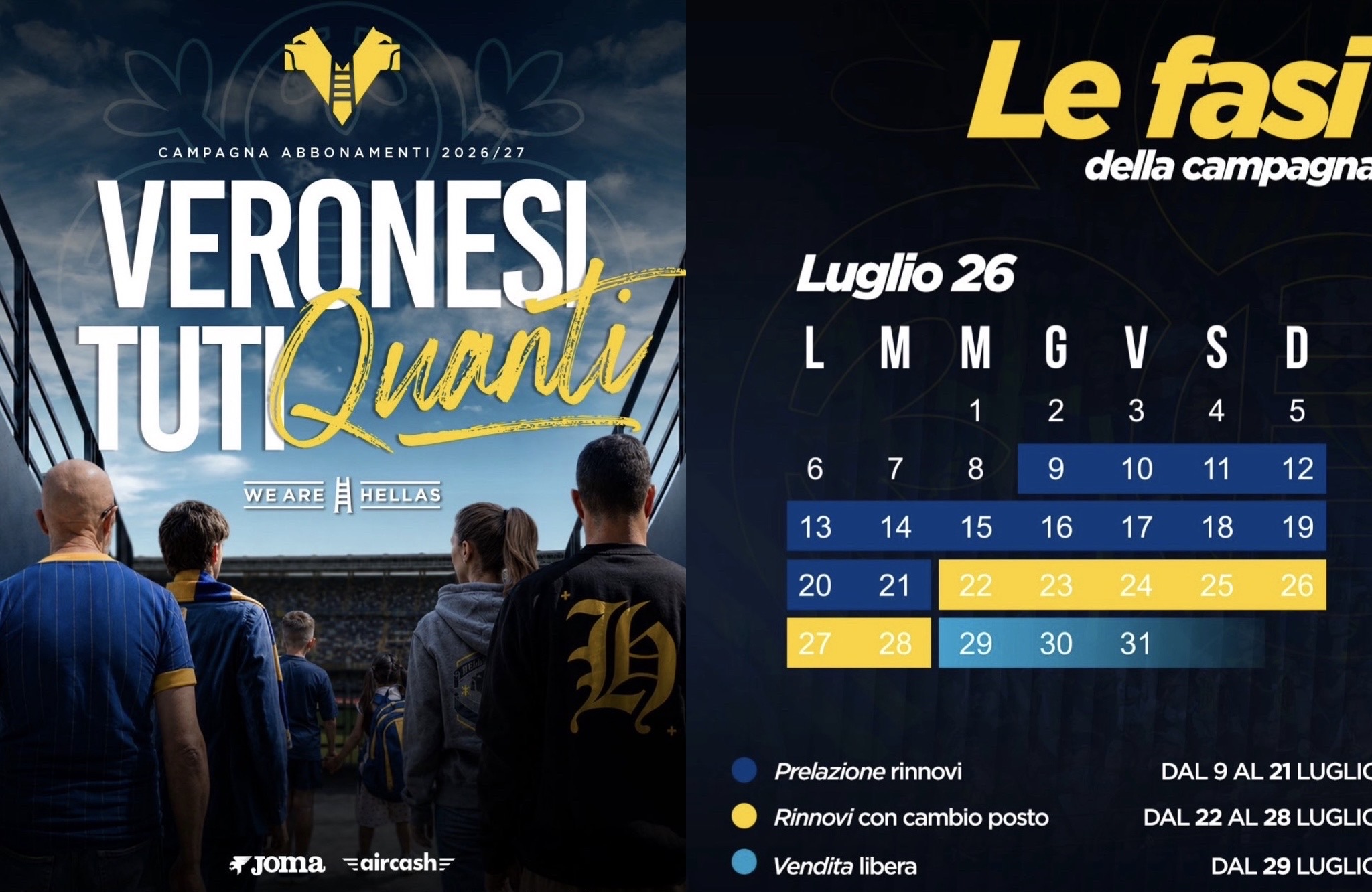 Hellas Verona, apertura campagna abbonamenti 2026/27