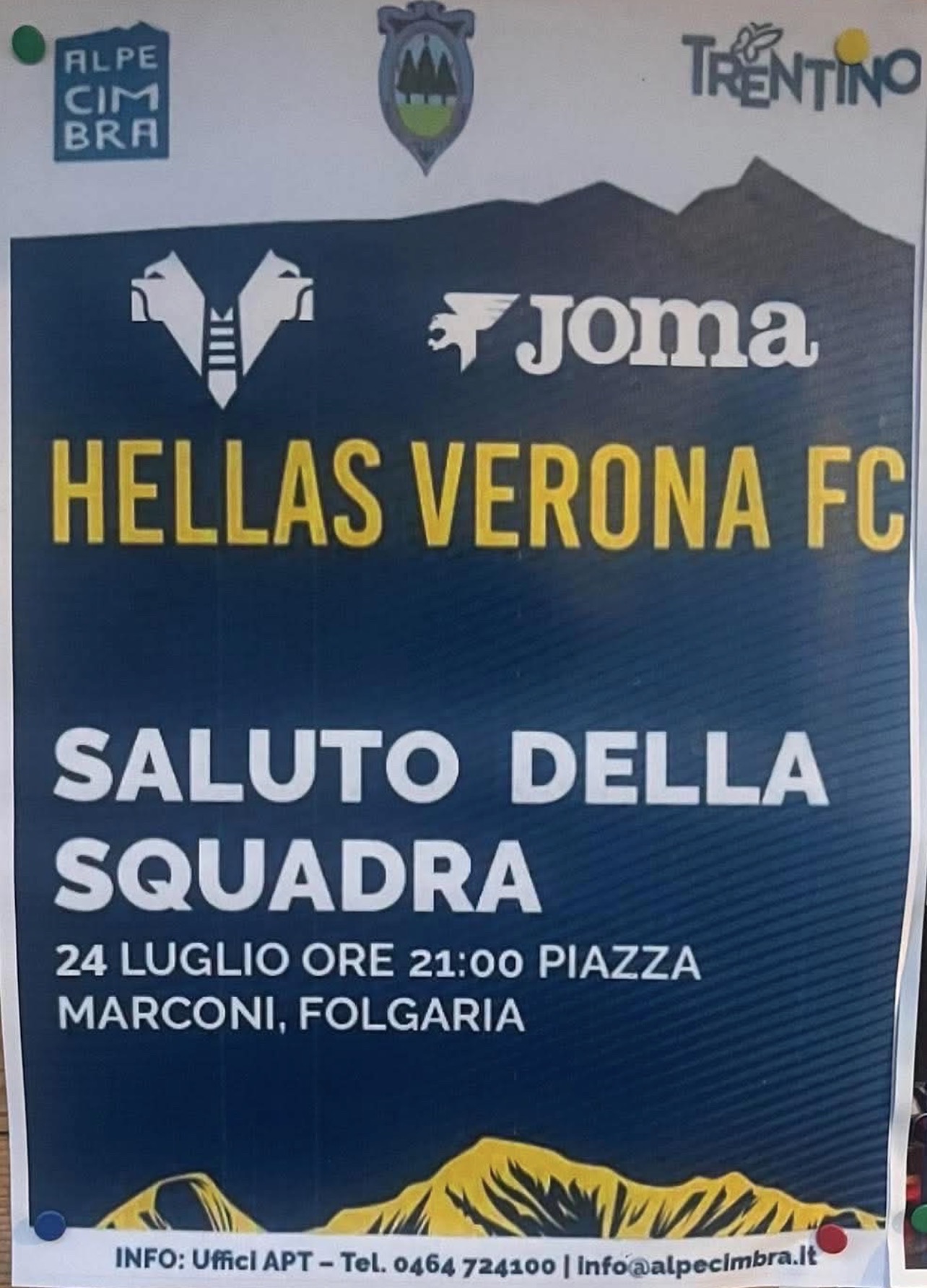 Folgaria, alle ore 21 l’Hellas Verona si presenta in piazza Marconi