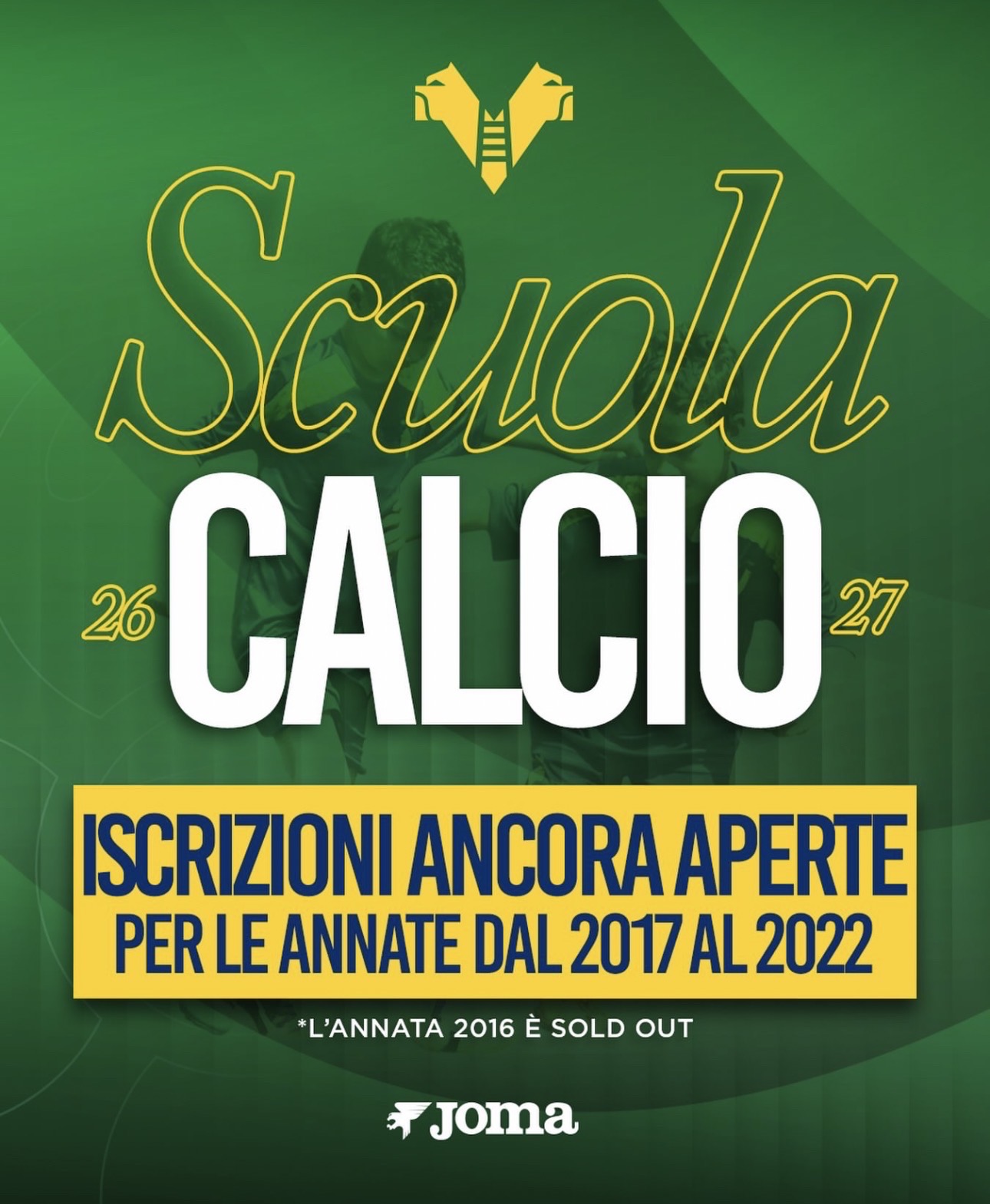 Scuola Calcio Hellas Verona 2026/27, aperte le iscrizioni