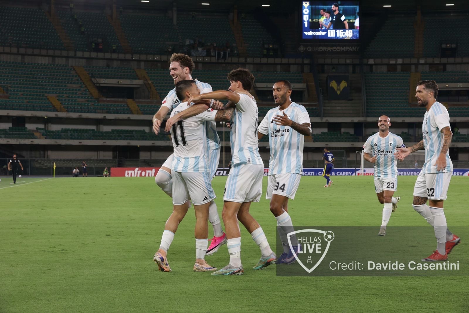 Coppa Italia. Hellas Verona-Virtus Entella 0-1, liguri in vantaggio al Bentegodi
