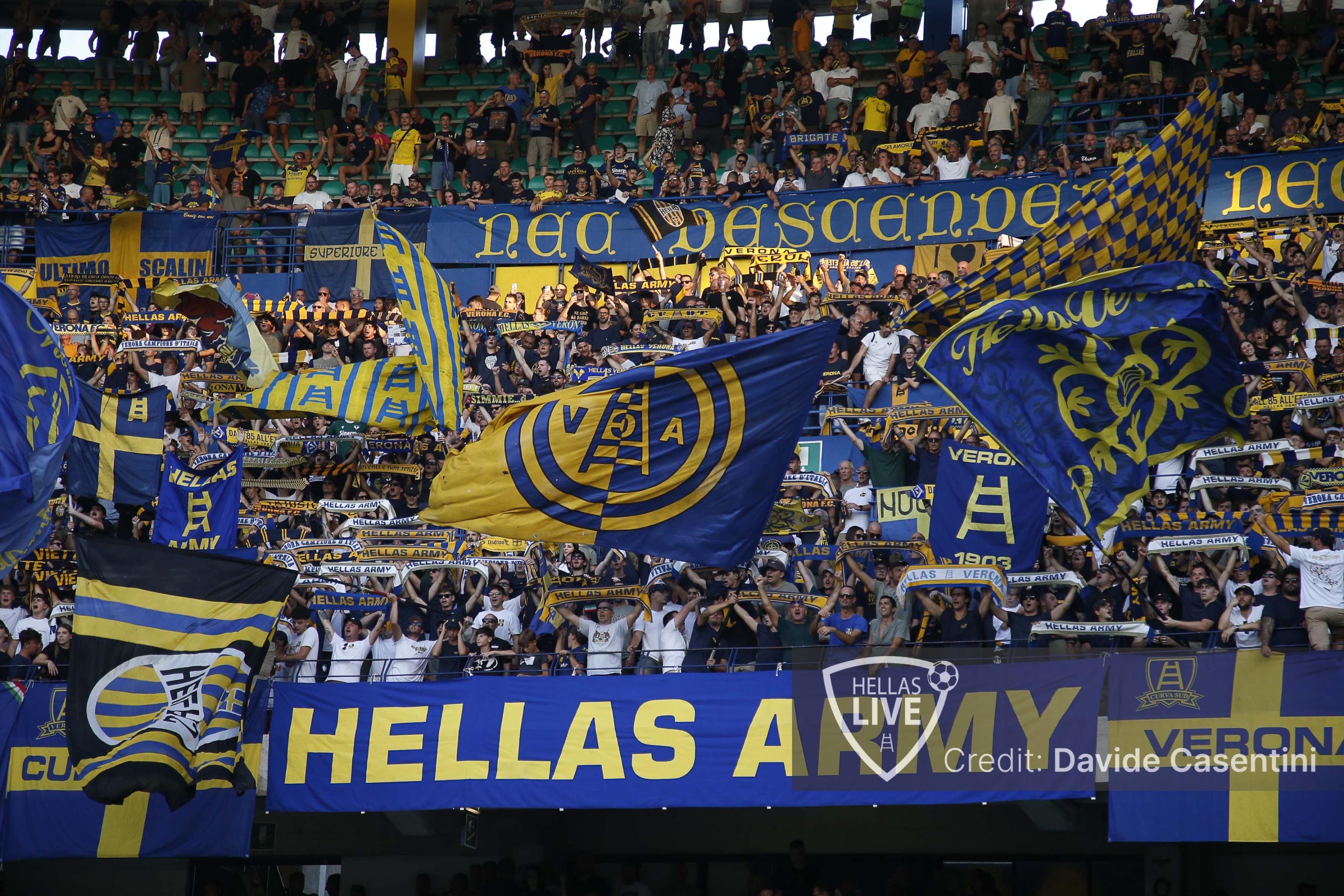 Benevento-Hellas Verona, venduti ad ora 193 biglietti del Settore Ospiti