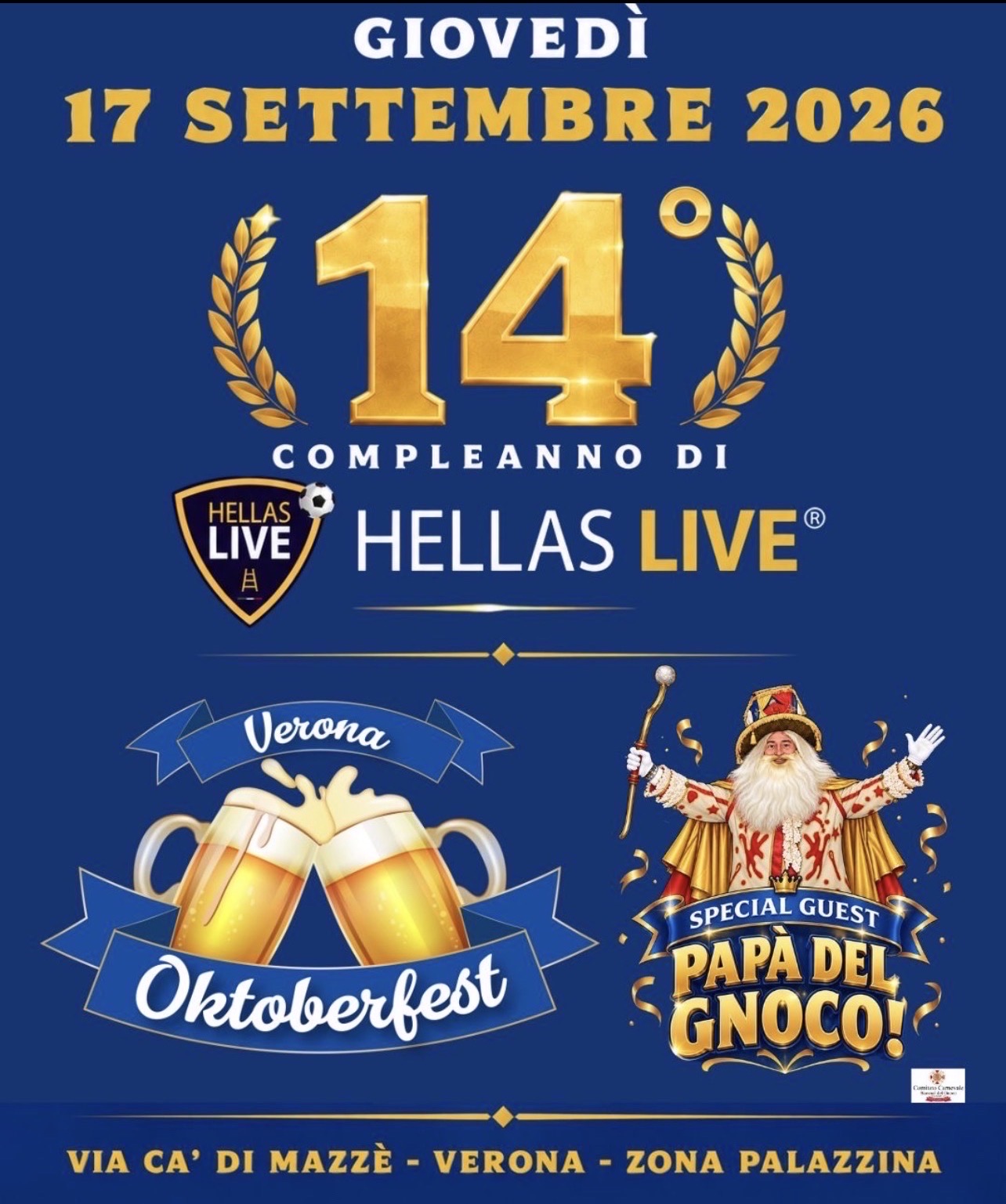 Hellas Live questa sera festeggia all’Oktoberfest Verona il 14º compleanno!