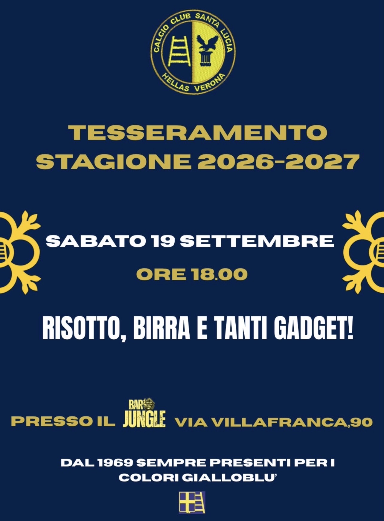 Questa sera 57º tesseramento Calcio Club Santa Lucia Hellas Verona