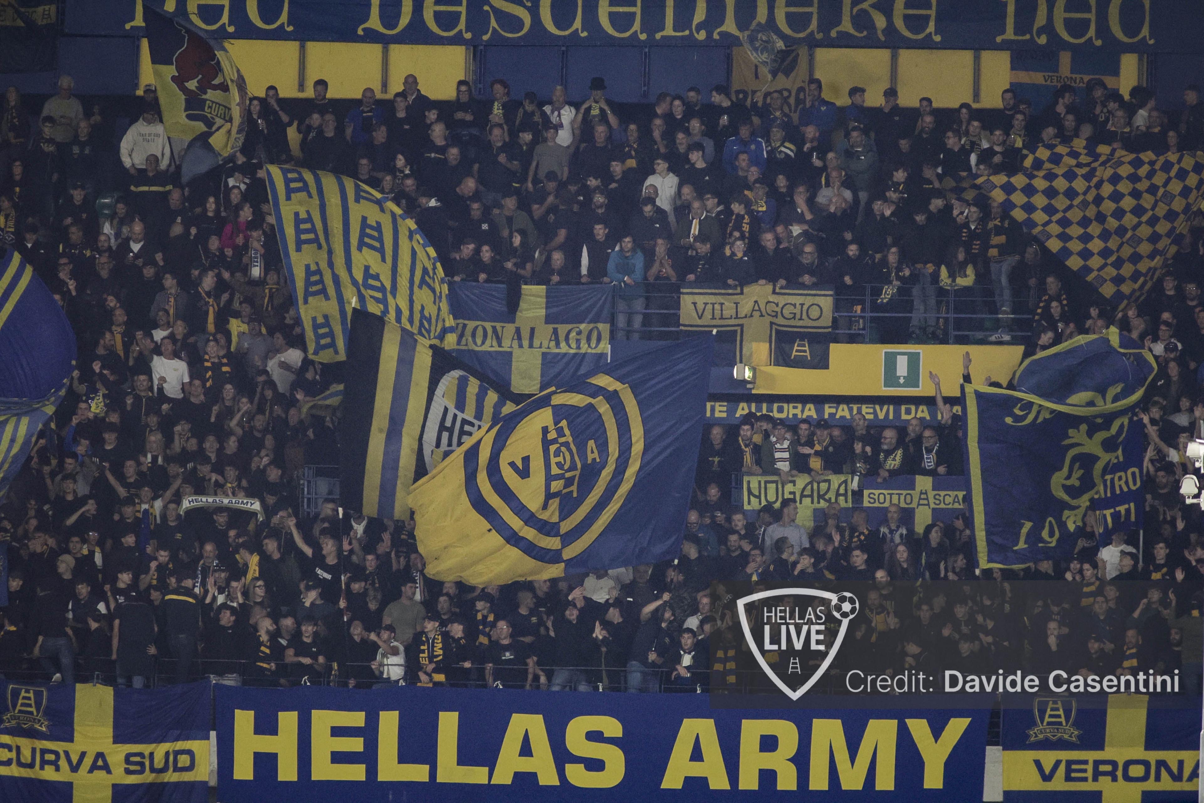 Giudice sportivo, Hellas Verona-Catanzaro 2-2. Multa di 7.000 euro per cori beceri e lancio di petardo al club gialloblù