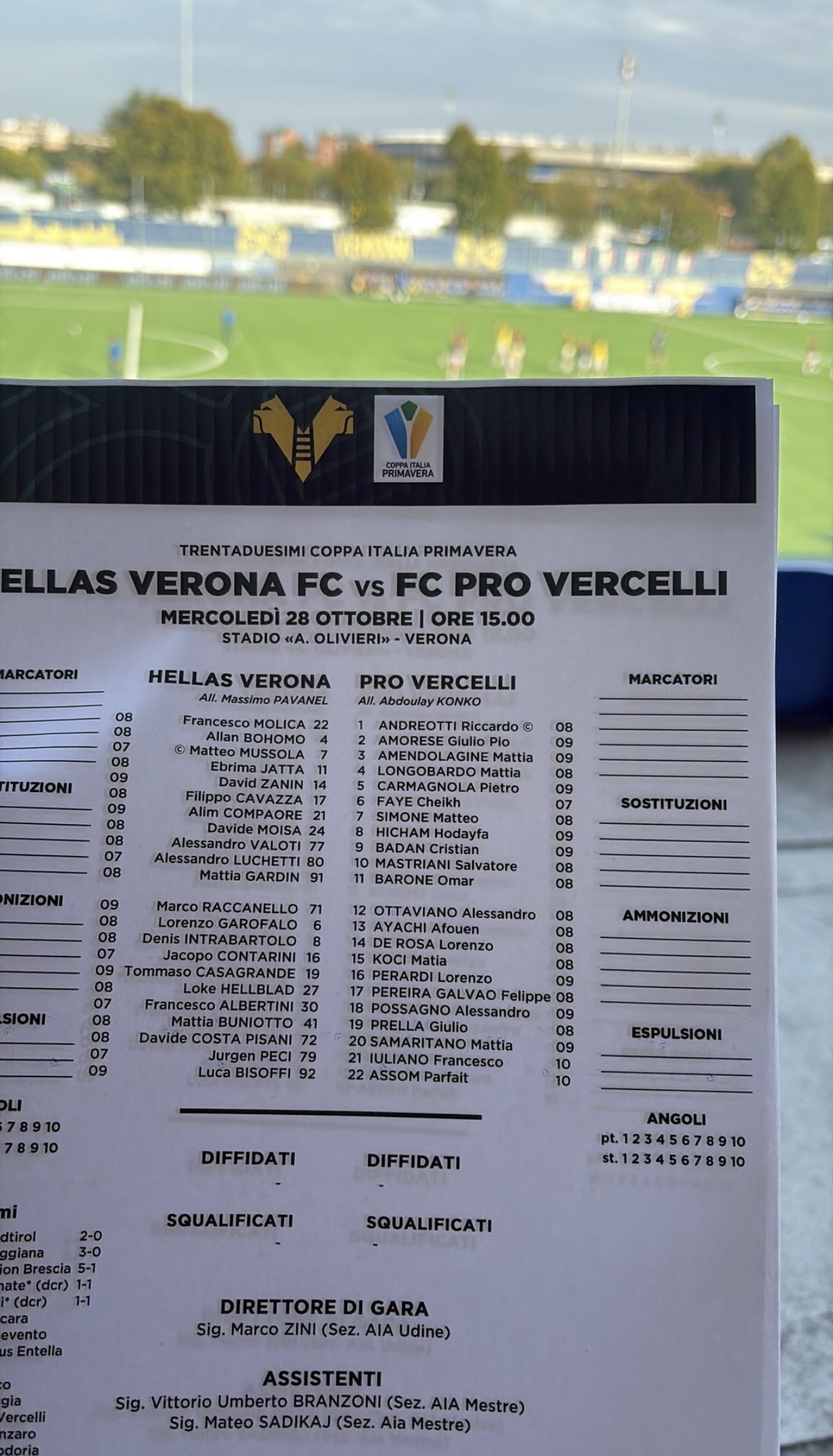 Coppa Italia Primavera. Hellas Verona-Pro Vercelli 0-0 (1-4 d.c.r.). Gialloblù eliminati